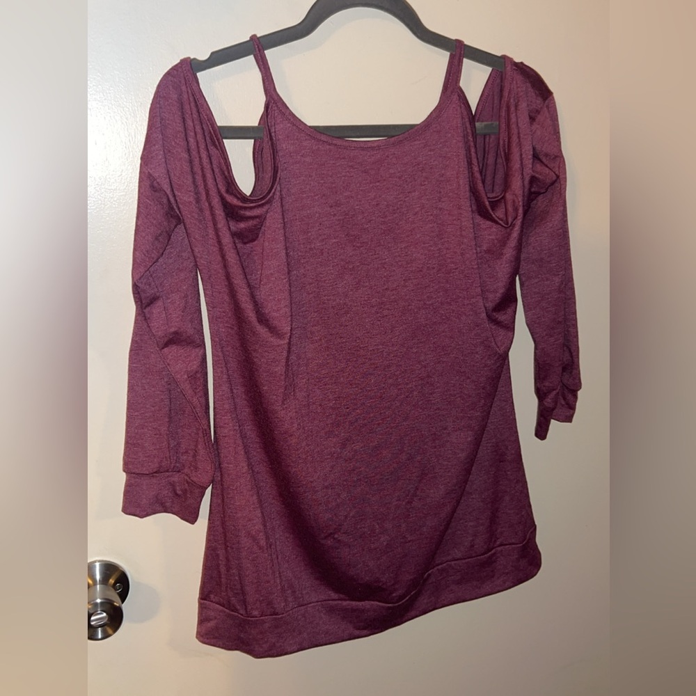 Women's Purple Cold Shoulder Top